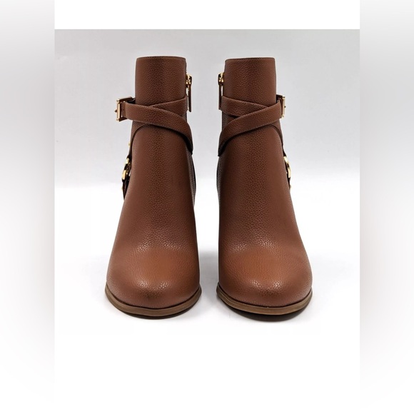 Michael Kors Women Tally MK Logo Brown Faux Leather Dressy Office Boots size 9.5 - Picture 2 of 14